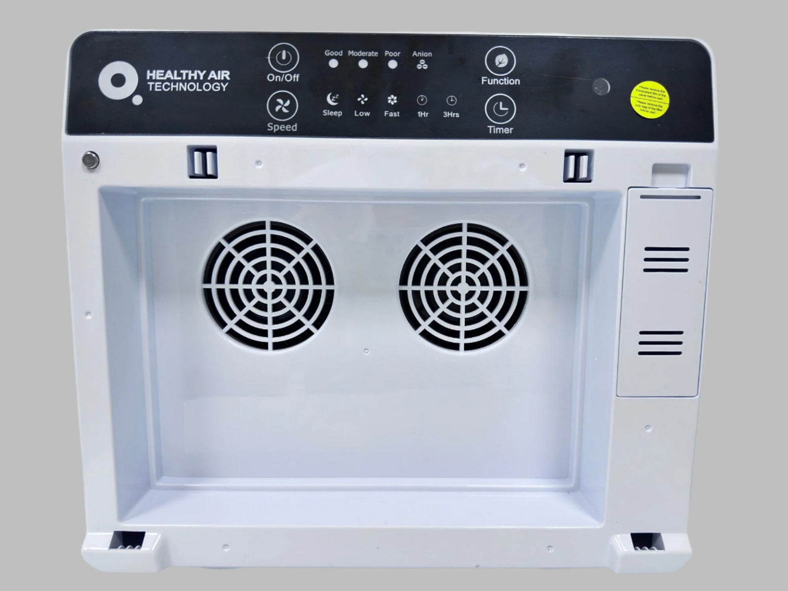 HA55-WM Air Purifier by Healthy Air Technology with wall-mounted compact design and LED control panel for clean air and allergy relief at home.