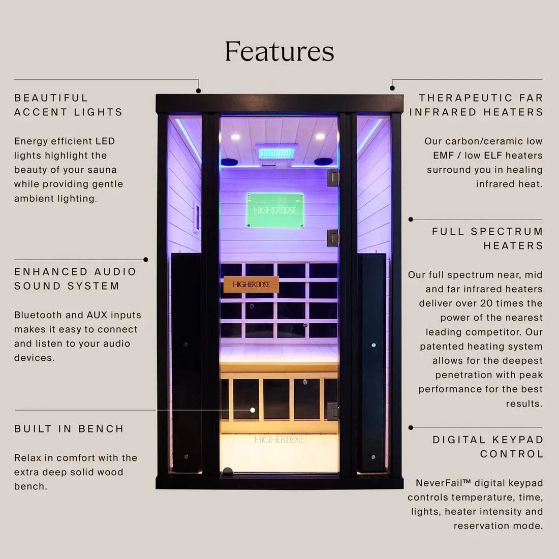 Bring spa-level healing home with our Full Spectrum Infrared Sauna. Decrease inflammation, ease muscle tension, and promote relaxation. Choose 2 or 3-person models.