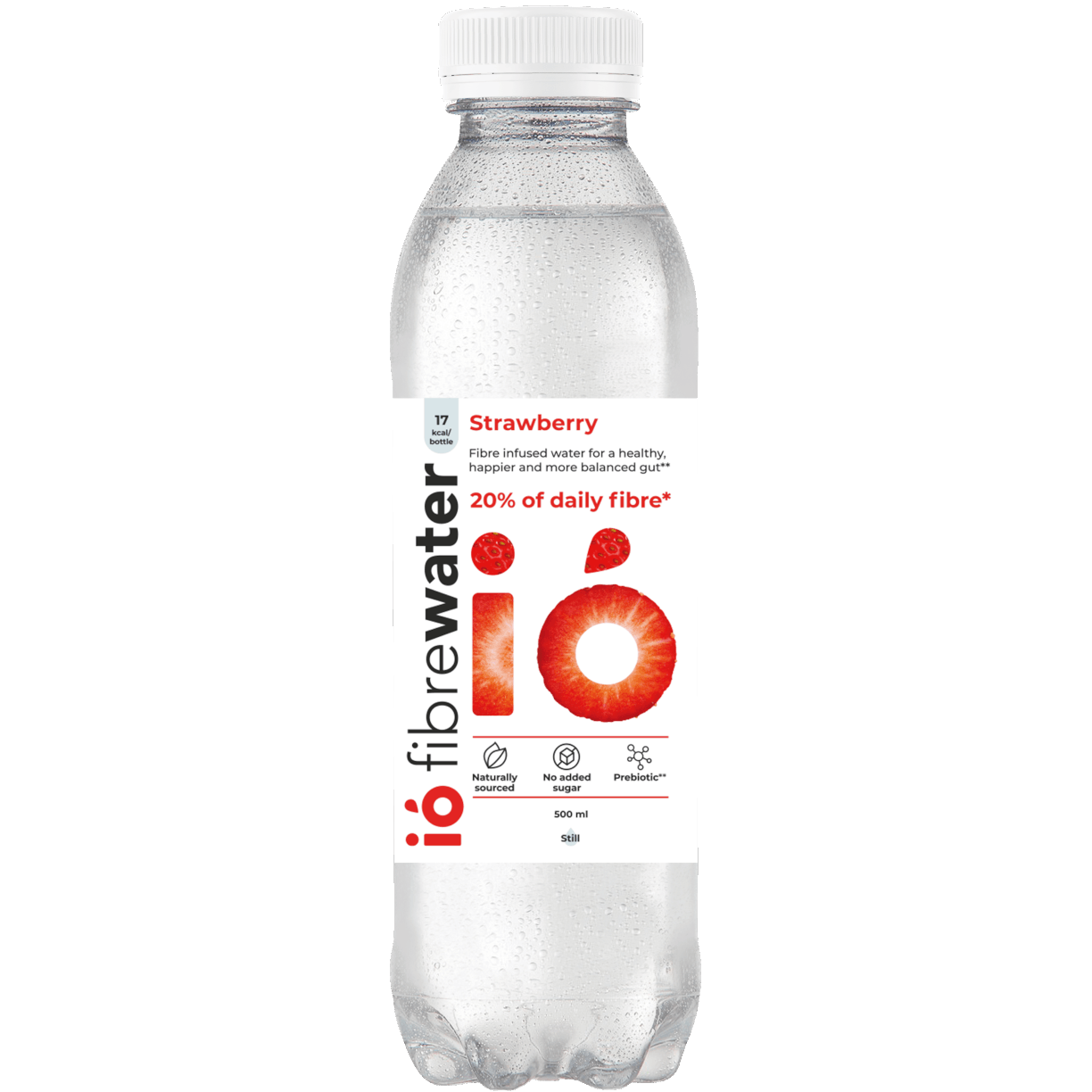 ió Fibrewater 12-Pack - 100% Daily Prebiotics in Lemon & Lime and Strawberry flavors. Vegan-friendly wellness drink for gut health support.