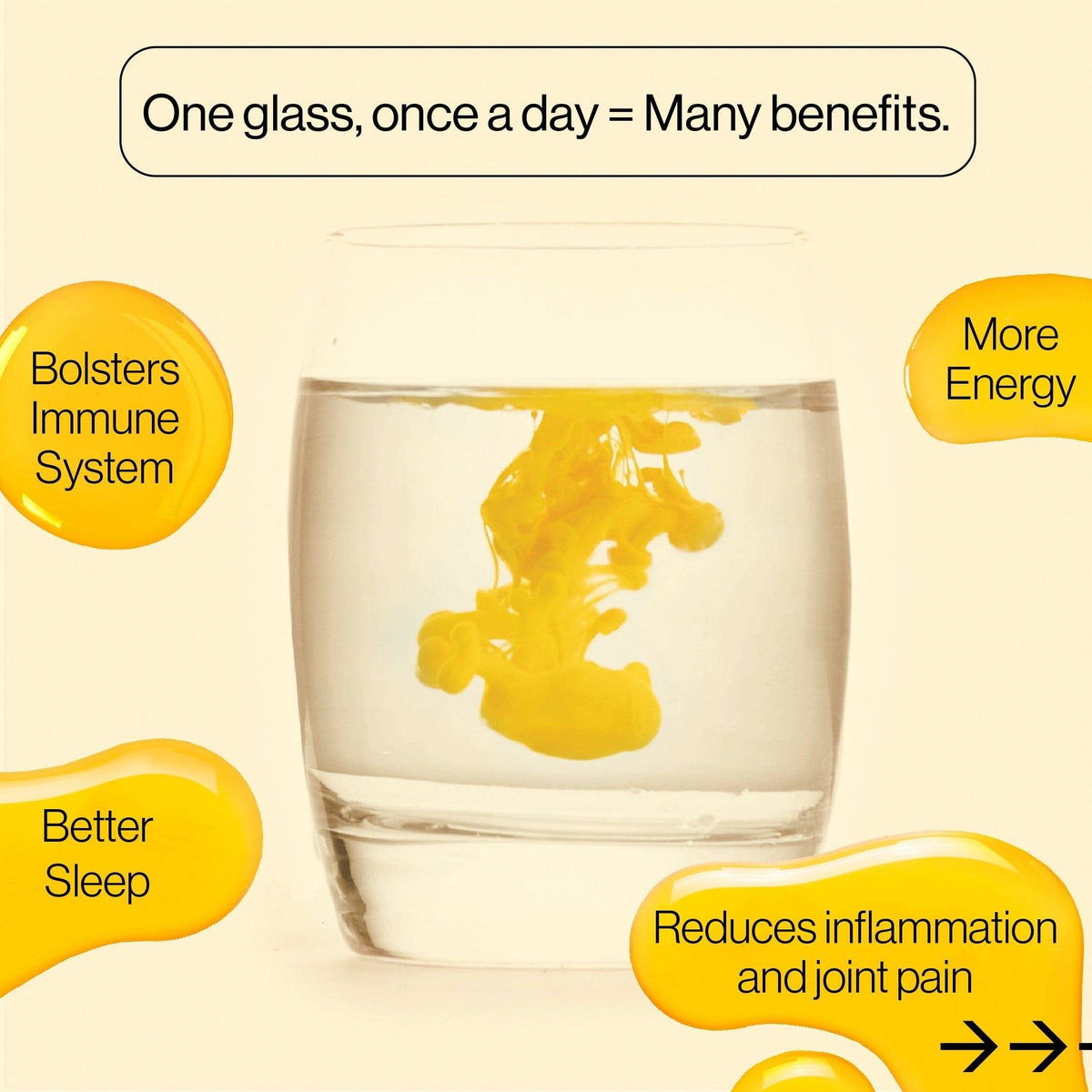 Kurk Cola Super Elixir - Health Booster | Curcumin Formula bottle beside a glass with curcumin infusion and turmeric powder, highlighting modern wellness.