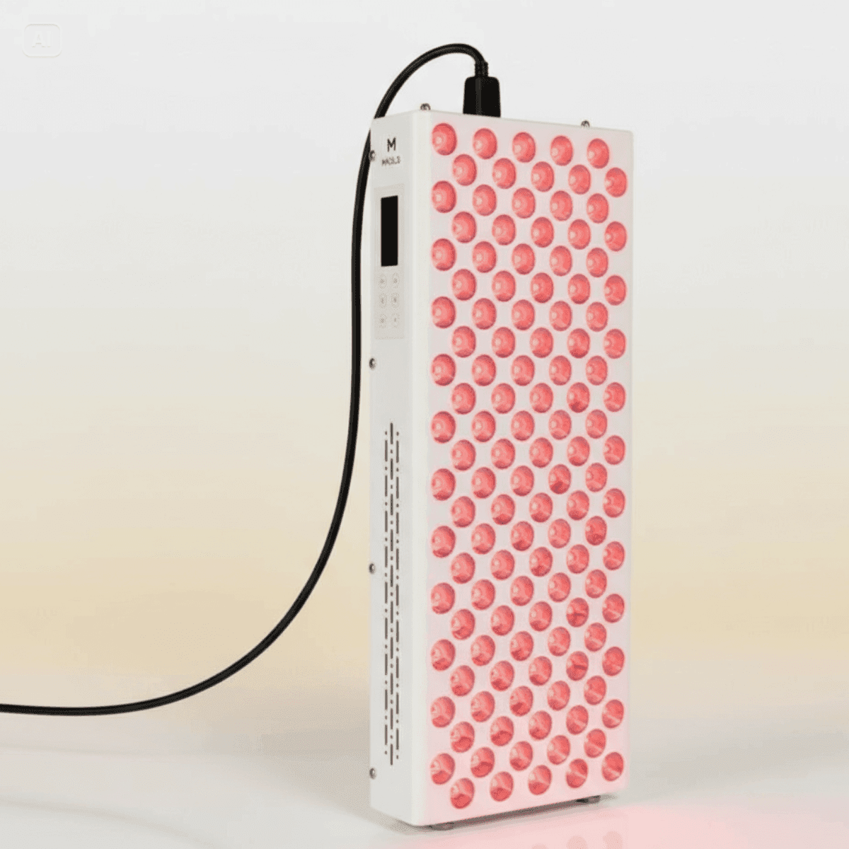 Elite Series 506 Red Light Therapy Lamp with LED panel activated, ideal for pain relief, skin health, and energy enhancement at home.