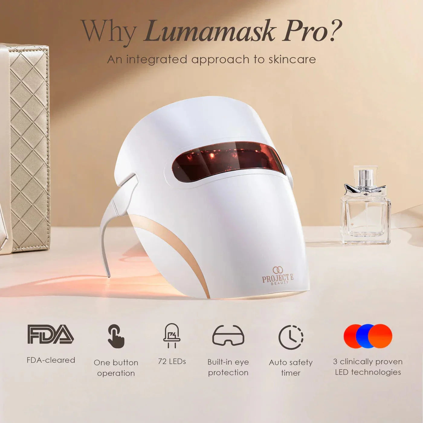 "Get glowing skin with Lumamask Pro LED Light Therapy Mask. Targets acne, fine lines & wrinkles for youthful, radiant skin. Shop professional skincare at home."