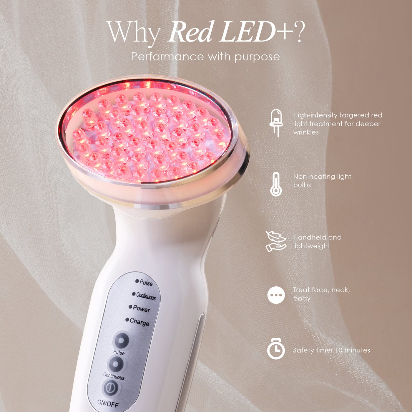 Experience youthful skin with the Red LED+ Anti-Aging Therapy Wand. Enjoy professional results at home with safe, effective red light therapy.