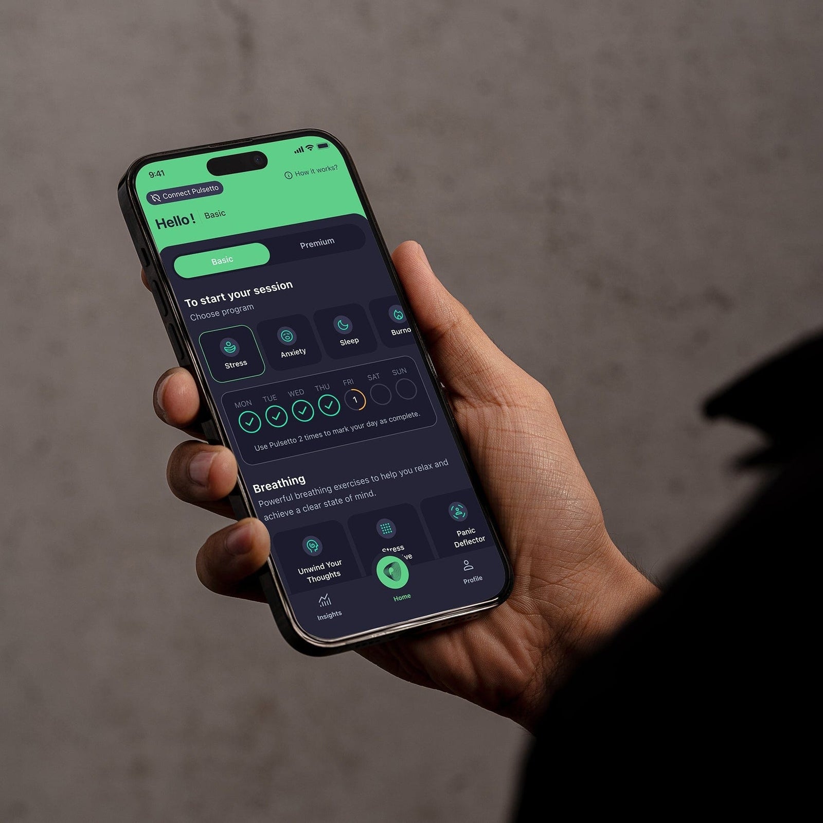 Experience calm with the Pulsetto vagus nerve stimulator, promoting relaxation in 4 minutes, part of our Curated Partner collection.