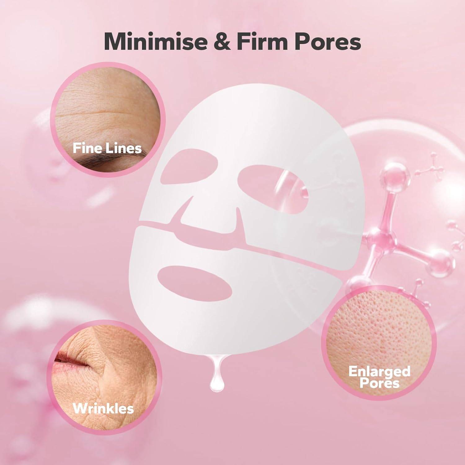 Woman applying Bio Collagen Face Mask for overnight hydration and rejuvenation. Promotes glowing skin with deep moisture and brightening effects.