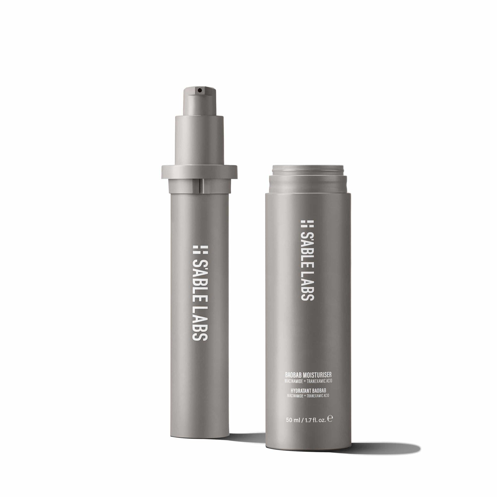 Model holding Baobab Moisturizer Refill by S’Able Labs, a luxury eco-friendly face cream that hydrates and brightens skin for sustainable beauty.