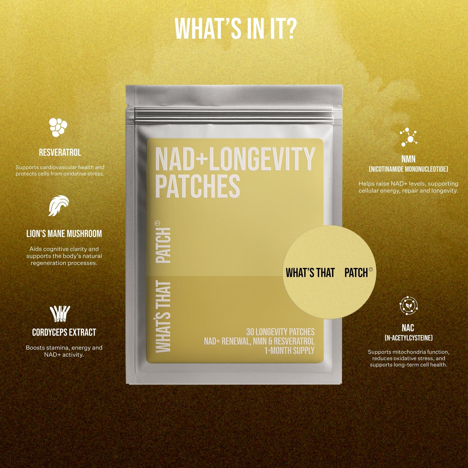 What's That Patch Patch NAD+ LONGEVITY PATCHES