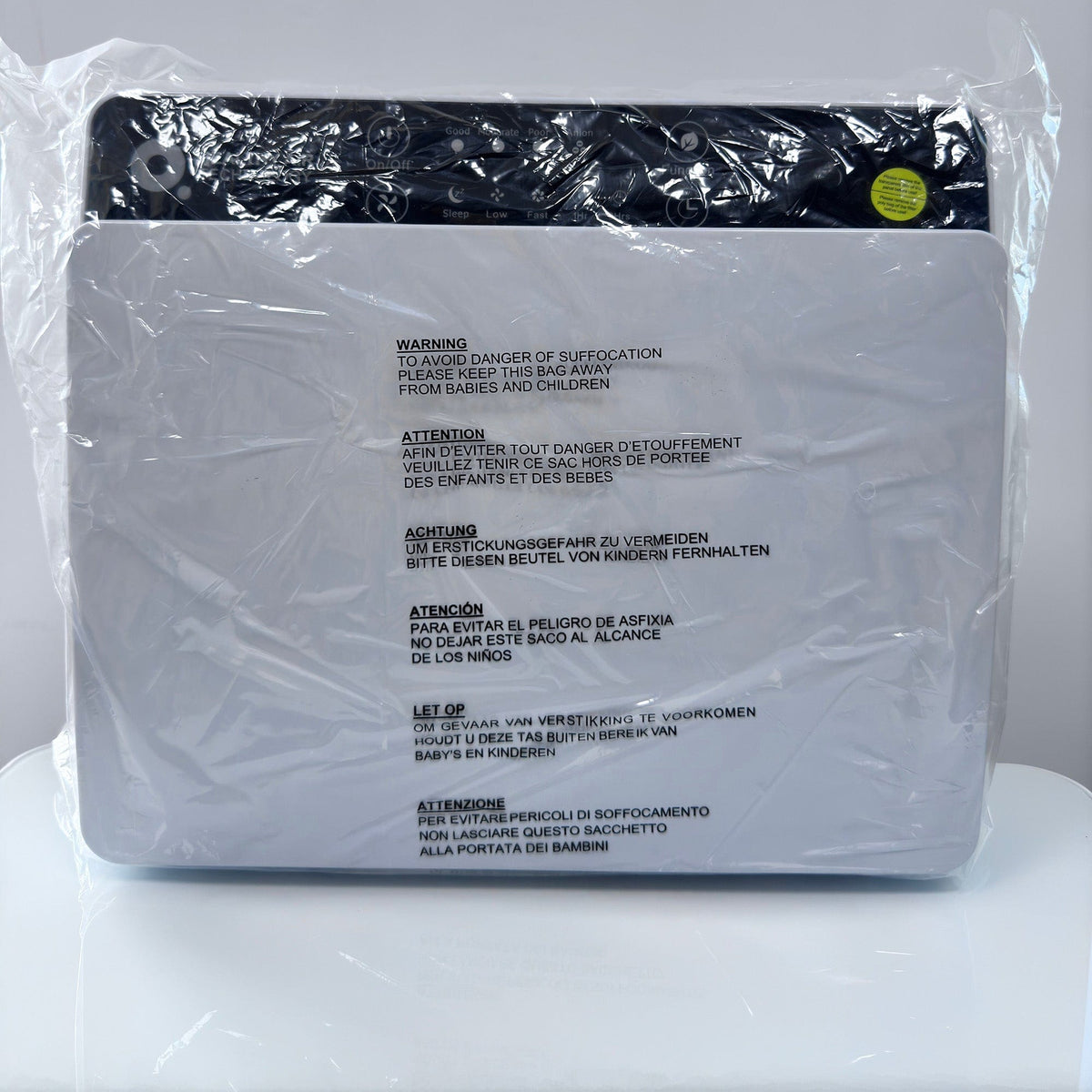 HA55-WM Air Purifier by Healthy Air Technology with wall-mounted compact design and LED control panel for clean air and allergy relief at home.