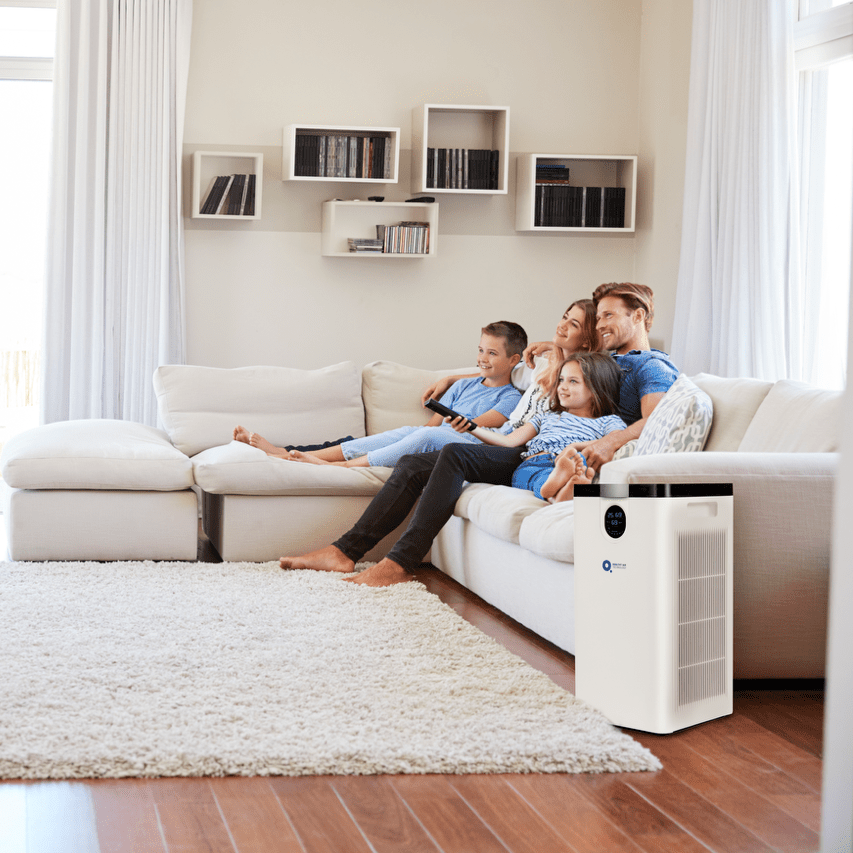 HA500 Smart Air Purifier HEPA with digital display showing temperature, humidity, and PM2.5 levels. Quiet, efficient air cleaner for home use.