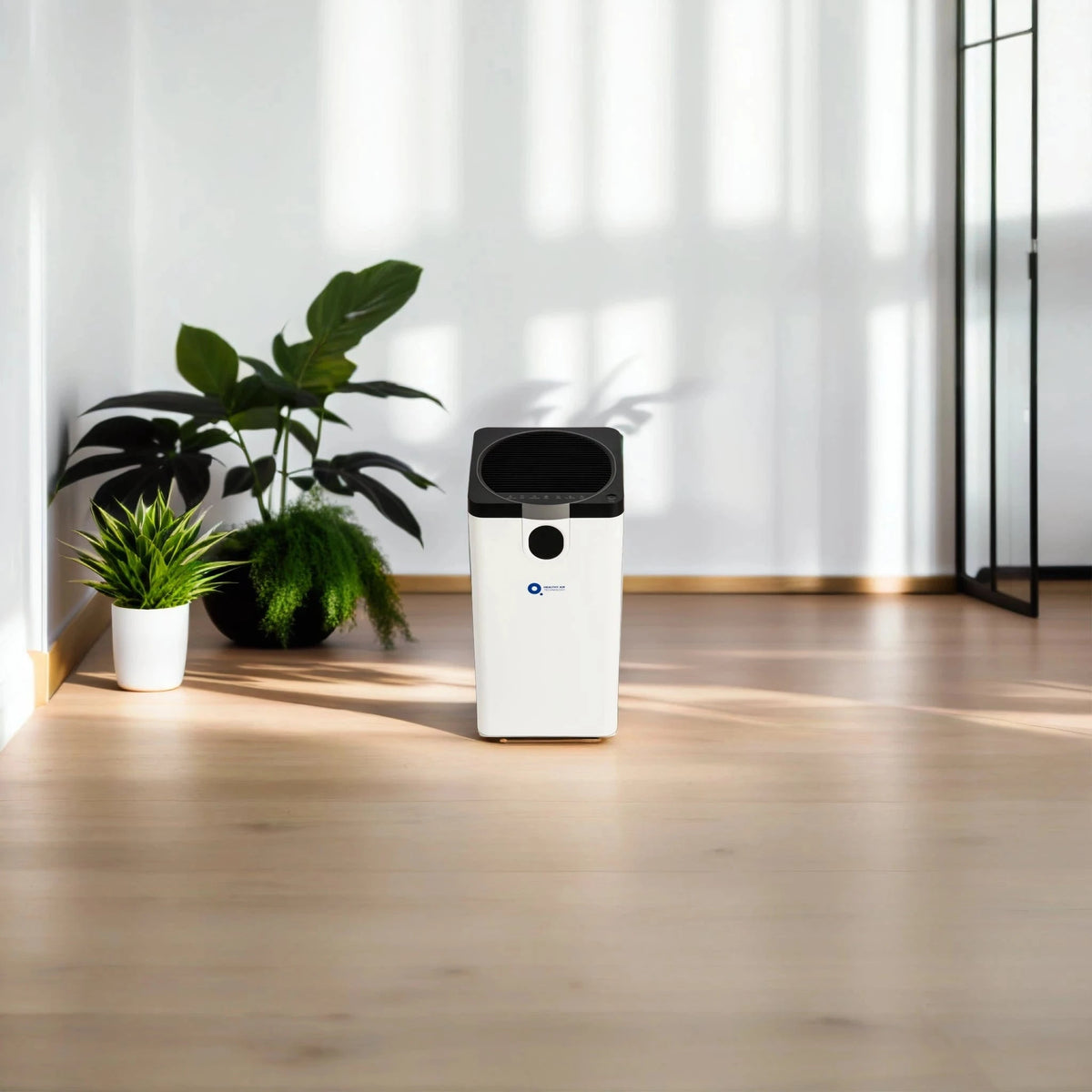 HA500 Smart Air Purifier HEPA with digital display showing temperature, humidity, and PM2.5 levels. Quiet, efficient air cleaner for home use.