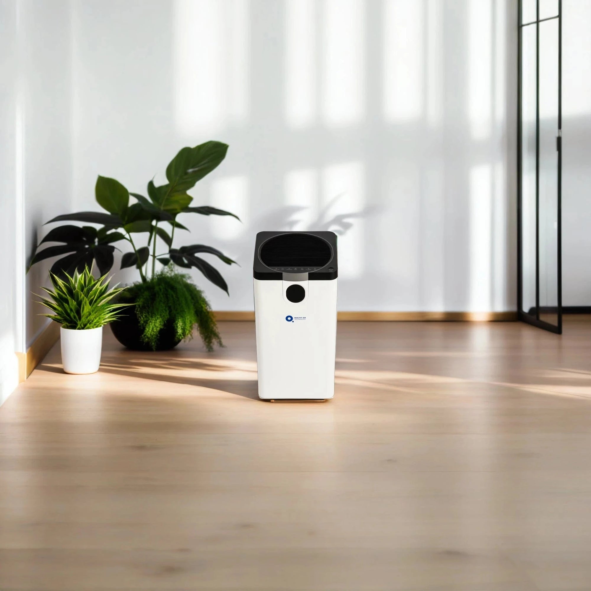 HA500 Smart Air Purifier HEPA with digital display showing temperature, humidity, and PM2.5 levels. Quiet, efficient air cleaner for home use.