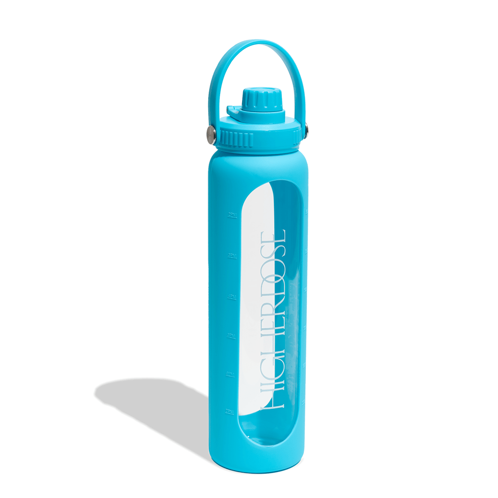 HigherDOSE Tools & Accessories Blue DailyDOSE Time-Marked Glass Water Bottle