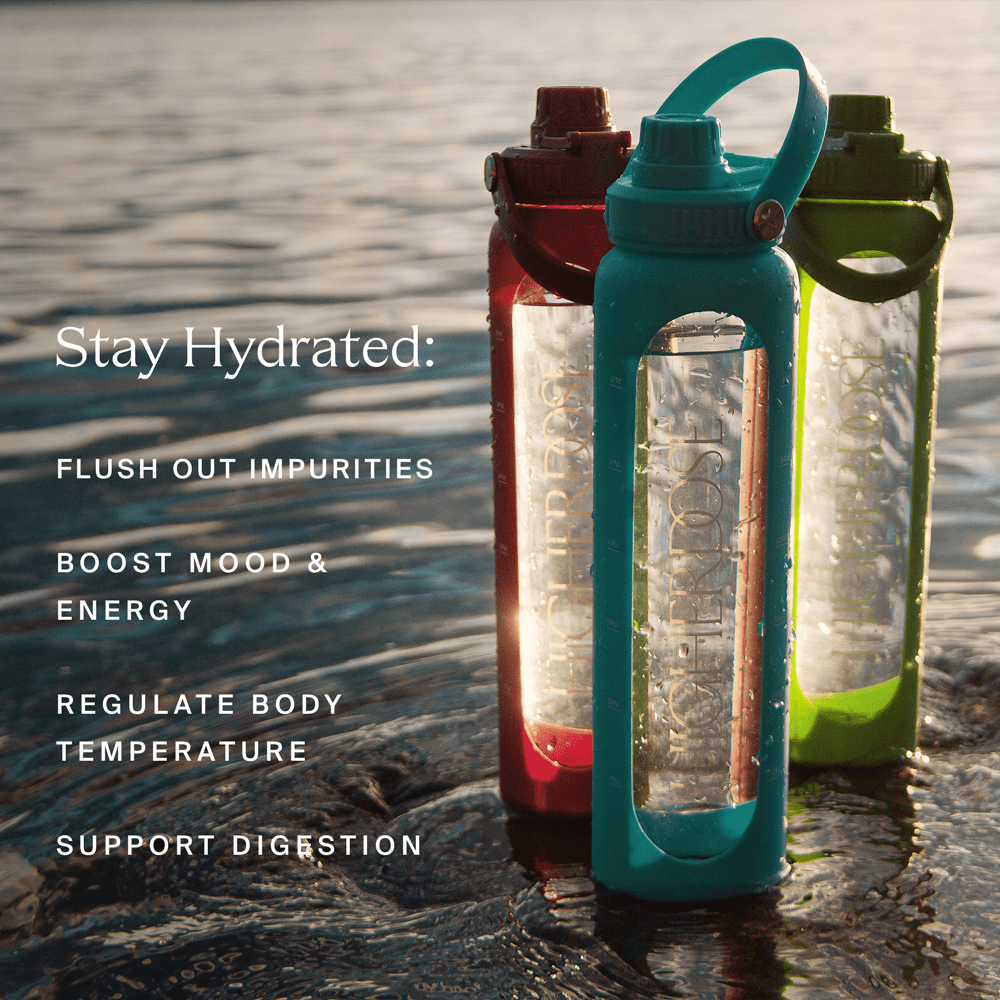 HigherDOSE Tools &amp; Accessories DailyDOSE Time-Marked Glass Water Bottle