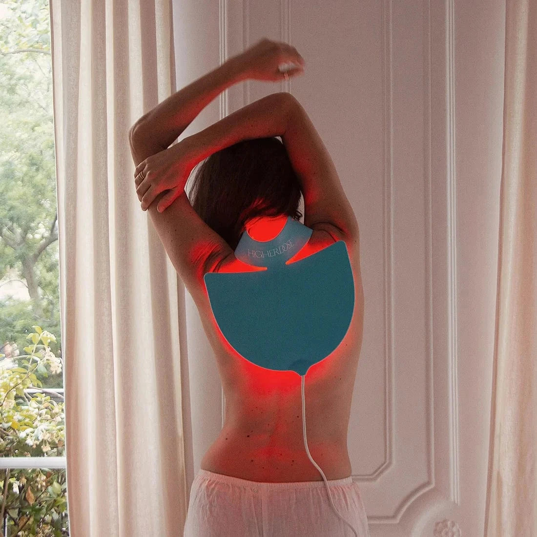 Experience Red Light Neck Therapy. This device firms skin, smooths lines, reduces aging signs with LED coverage and wireless design. Perfect for your self-care.