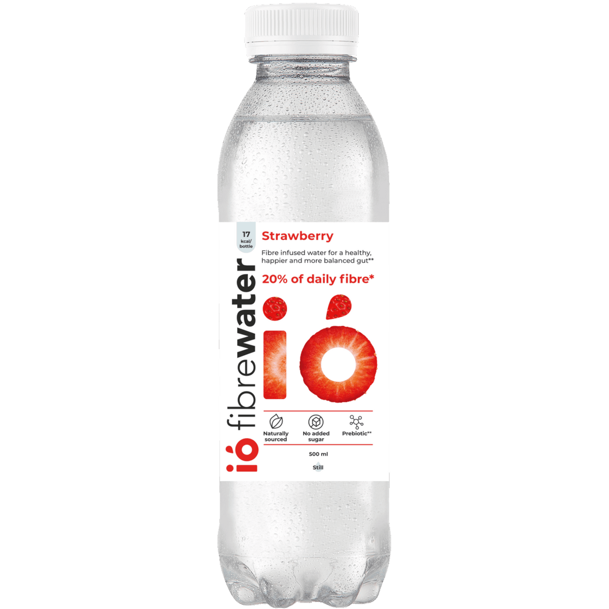 ió Fibrewater 12-Pack - 100% Daily Prebiotics in Lemon & Lime and Strawberry flavors. Vegan-friendly wellness drink for gut health support.