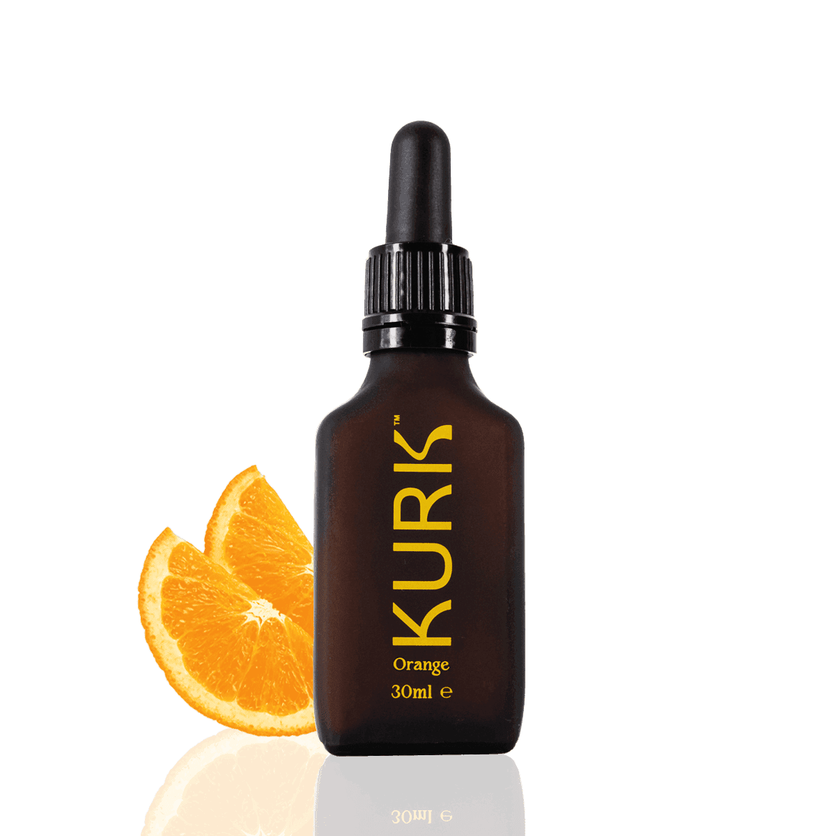 Micellar Curcumin Solution by Kurk in vanilla flavor, shown in 95ml and 30ml amber dropper bottles with vanilla pods and flowers. Ideal for joint, energy, and cognitive wellness.