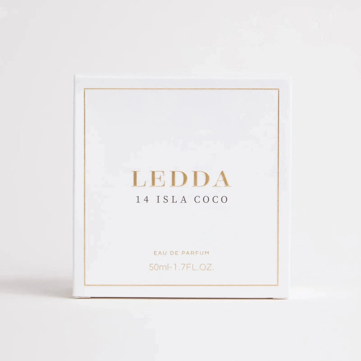 14 Isla Coco Eau De Parfum 50ML by LEDDA with gold cap and ribbed glass bottle, a tropical beachy escape scent for everyday mood boost.