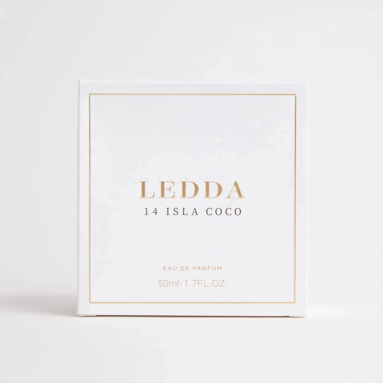 14 Isla Coco Eau De Parfum 50ML by LEDDA with gold cap and ribbed glass bottle, a tropical beachy escape scent for everyday mood boost.