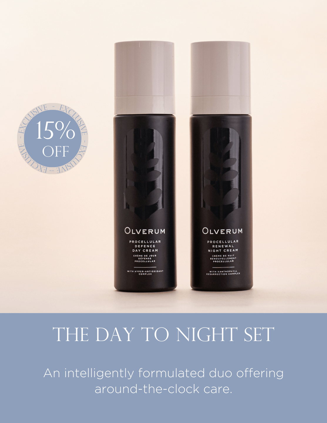 Day to Night Skincare Set - Procellular Ritual by Olverum featuring Day Cream and Night Cream for anti-aging and hydration benefits.