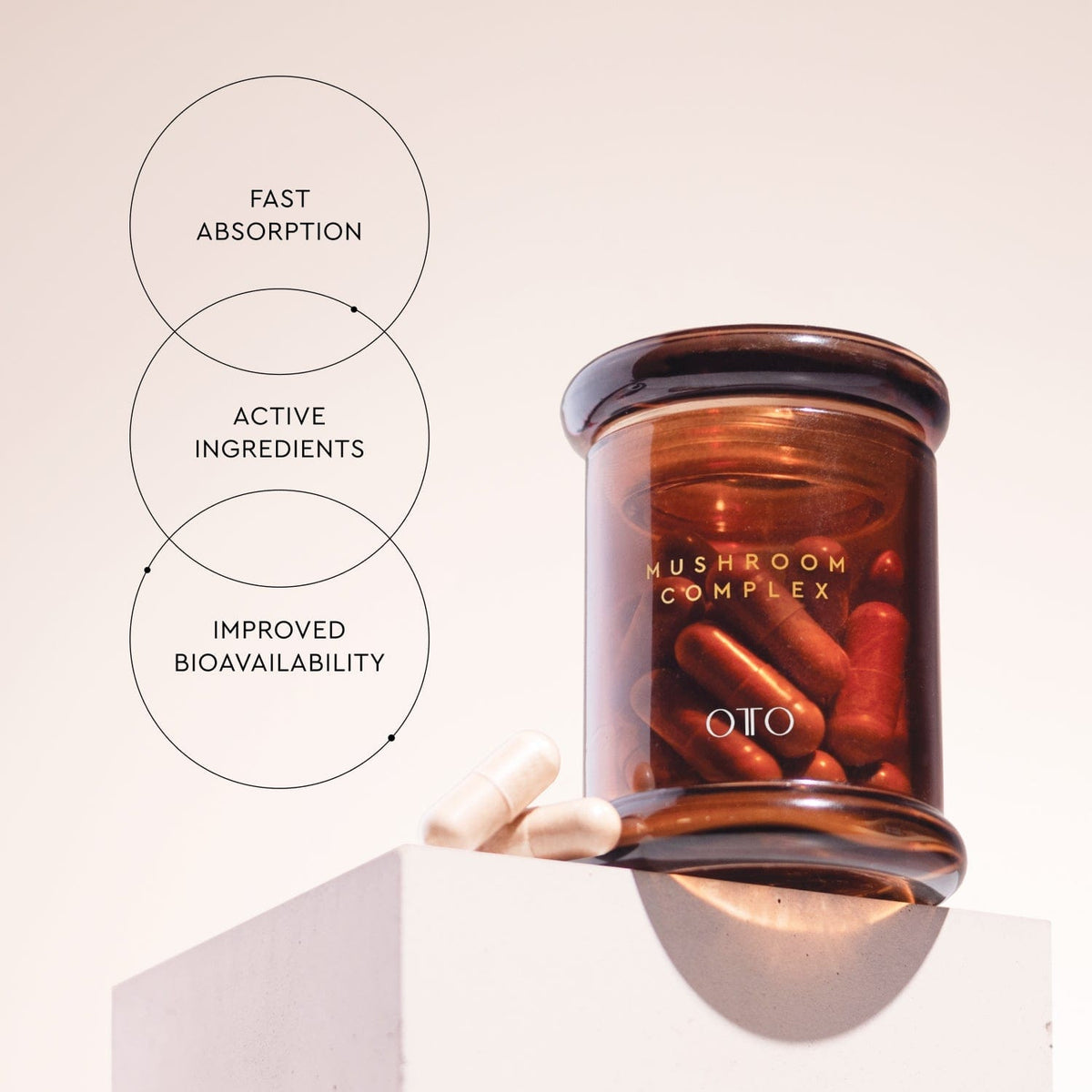 Reverie Luxe Body Mushroom Complex – natural supplement with reishi, chaga & lion’s mane to support immunity, energy & focus. Balance your body naturally.