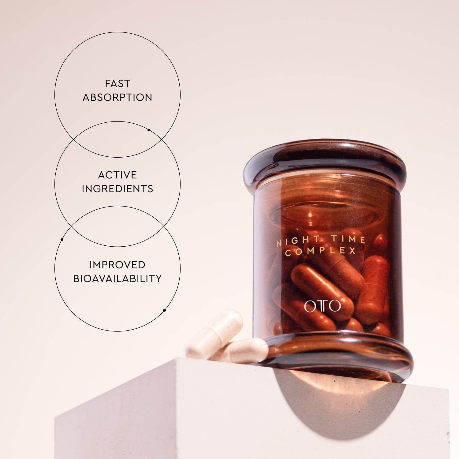 Discover the Night Time Complex, a natural sleep supplement with 9 nootropics and adaptogens for deeper rest. Take one capsule 90 mins before bed.