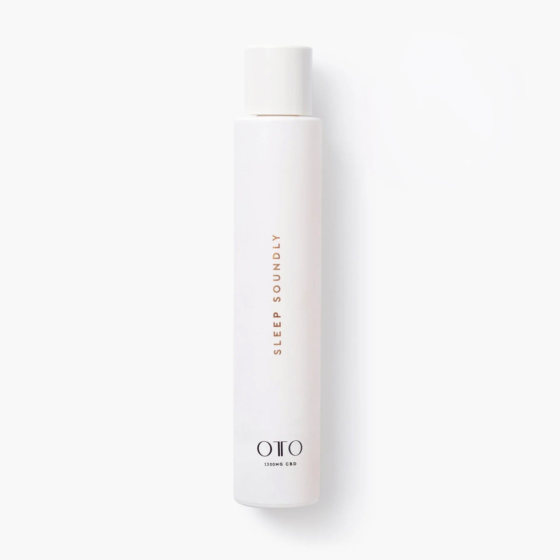 Sleep Soundly Bath Oil - CBD Sleep Oil by OTO in sleek white bottle, ideal for calming aromatherapy and luxury bedtime skincare routines.