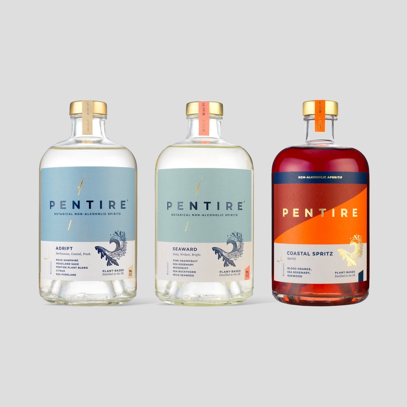 Discover the Cornish Coast Spirits Bundle; a trio of coastal-inspired spirits in the Pentire Bestsellers Bundle offering unique, nature-infused flavors.