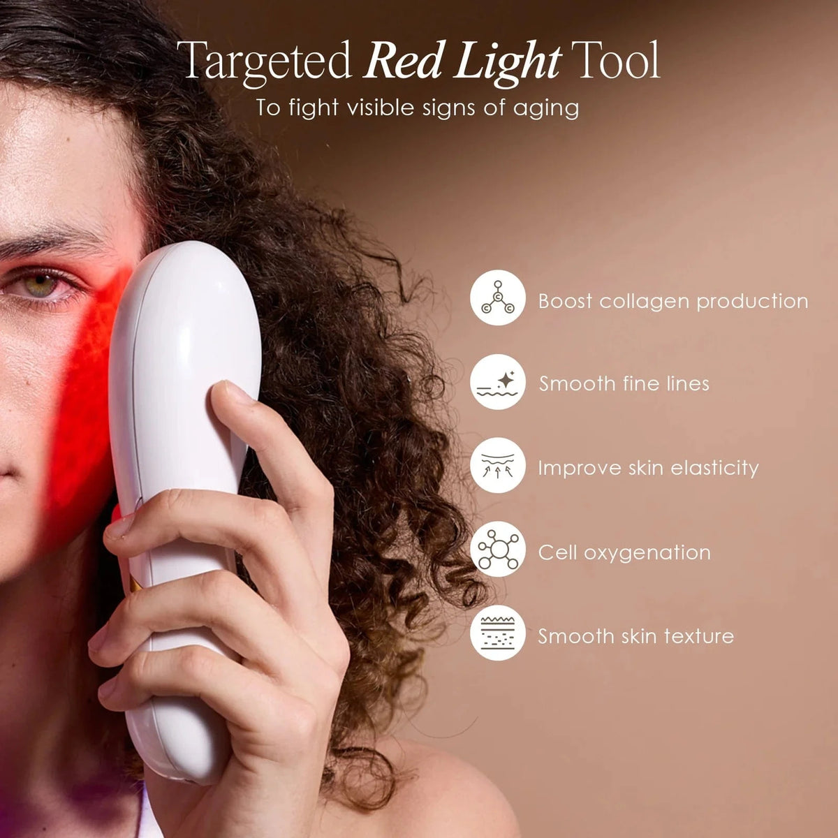 Achieve radiant skin at home with LumaGlow Red. This LED anti-aging light therapy wand ensures professional results, fitting all skin types effortlessly.