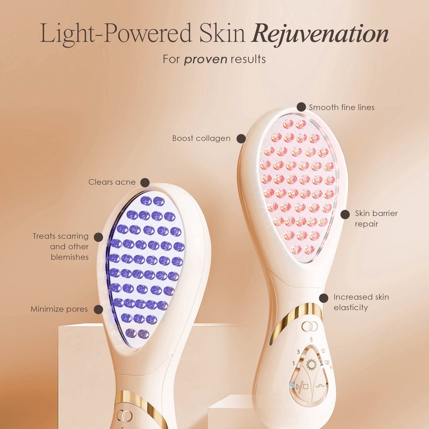 Shop LumaGlow Red & Blue LED Wand for clinical-grade red and blue light therapy at home. Smooth wrinkles, calm acne, boost collagen fast.