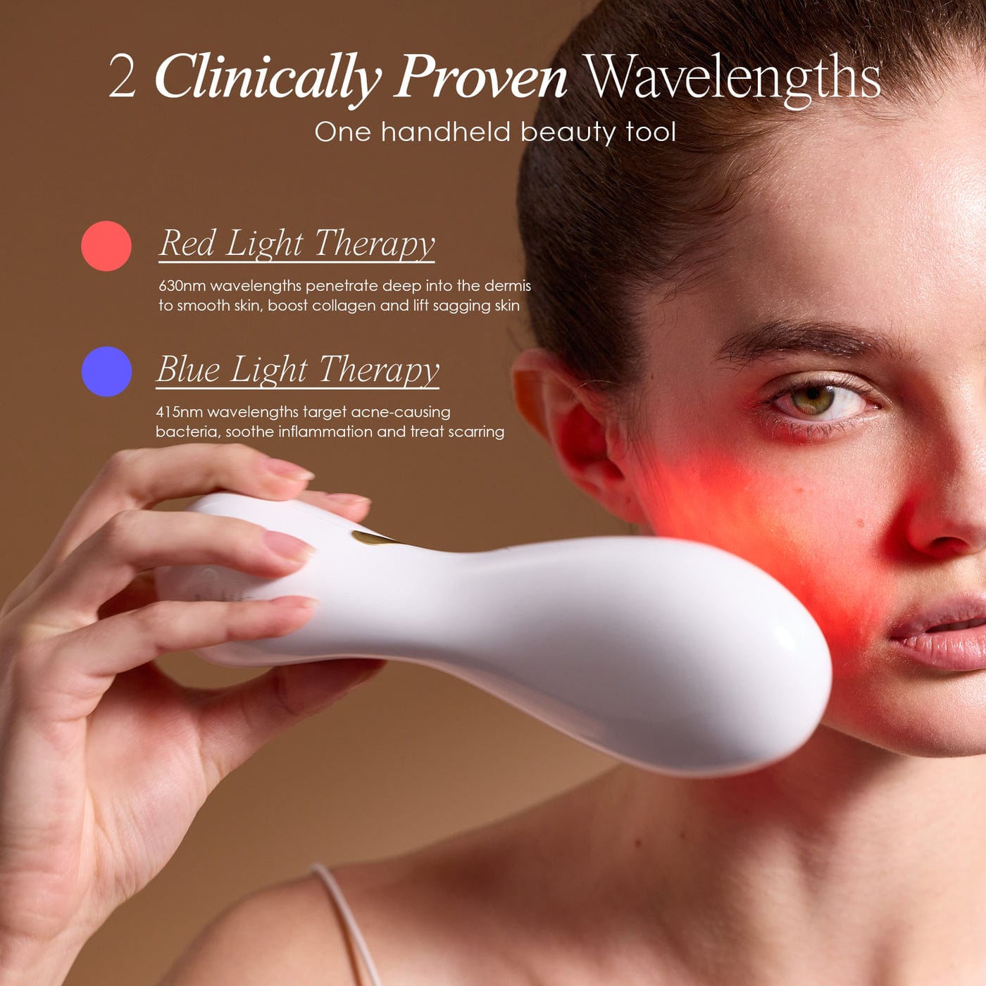 Shop LumaGlow Red & Blue LED Wand for clinical-grade red and blue light therapy at home. Smooth wrinkles, calm acne, boost collagen fast.