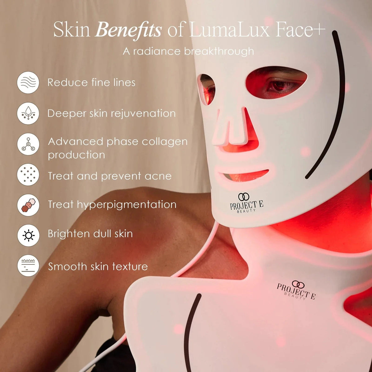 Achieve youthful, radiant skin with LumaLux Face+ LED Light Therapy Face &amp; Neck Mask. Targets acne, wrinkles &amp; dullness with 7 light modes. Shop now in UK.