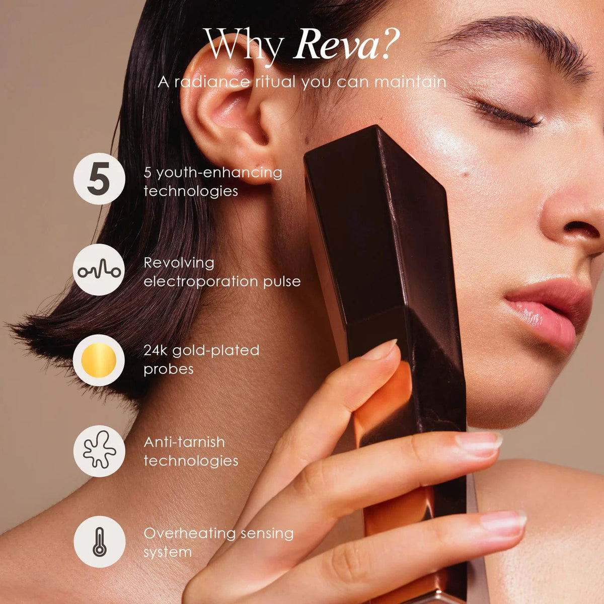 "Reduce wrinkles, firm skin & restore radiance with REVA Instant Age Renewal Wand. Portable anti-aging skincare tool delivering visible results at home."