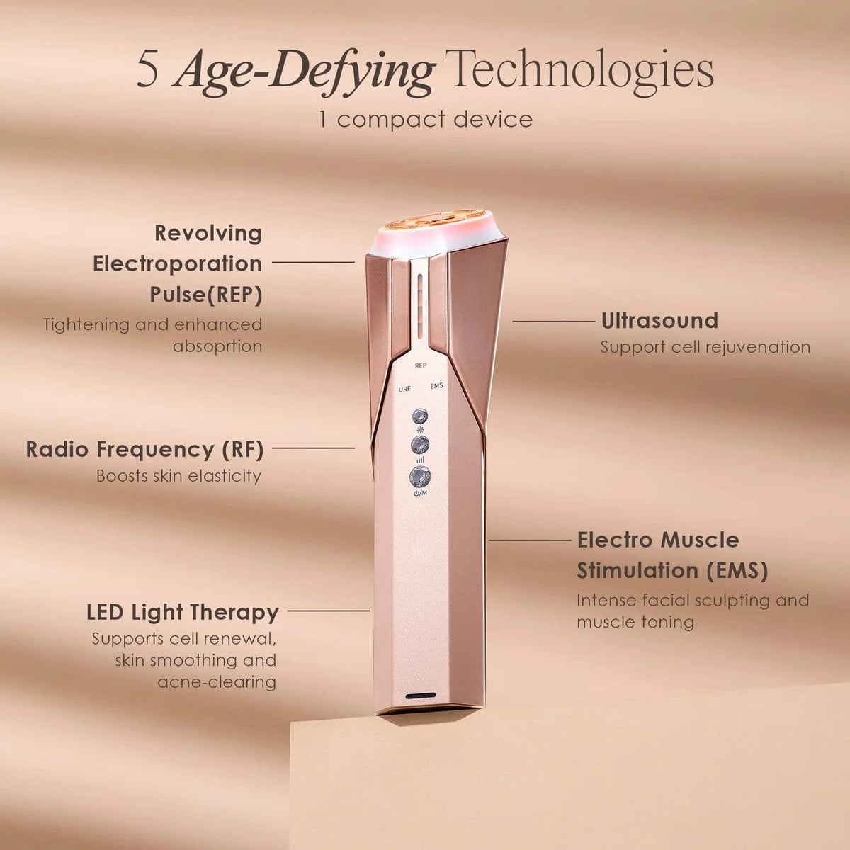 "Reduce wrinkles, firm skin & restore radiance with REVA Instant Age Renewal Wand. Portable anti-aging skincare tool delivering visible results at home."