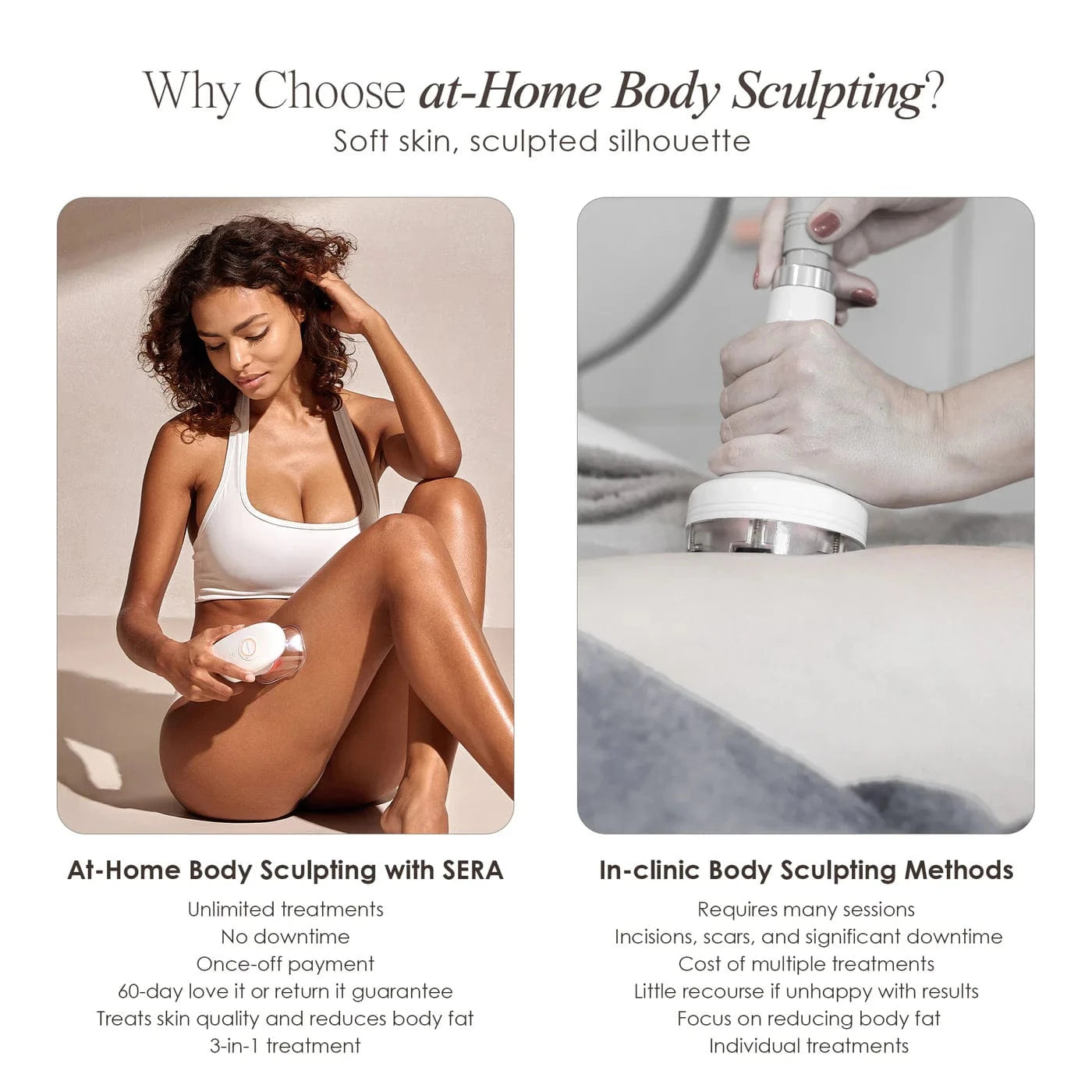 "Sculpt your body with SERA Vacuum Body Contour Device. Reduce cellulite, tighten skin & improve circulation. Spa-level body sculpting results at home."