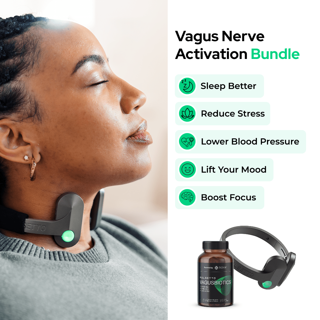 Experience calm with the Pulsetto vagus nerve stimulator, promoting relaxation in 4 minutes, part of our Curated Partner collection.