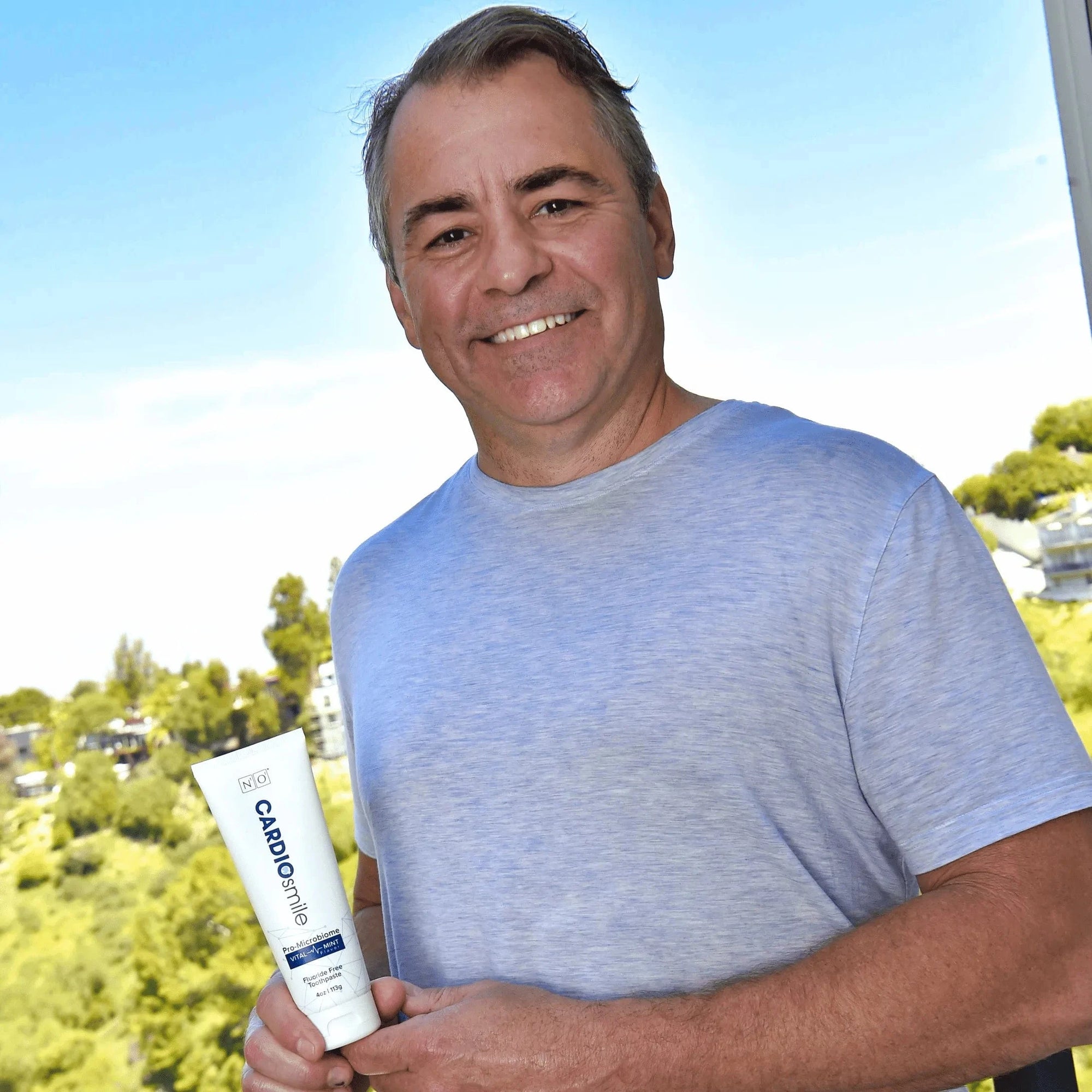 CardioSmile Nitric Oxide Toothpaste in 4oz tube with Pro-Microbiome formula, fluoride-free and designed for gum and heart health support.