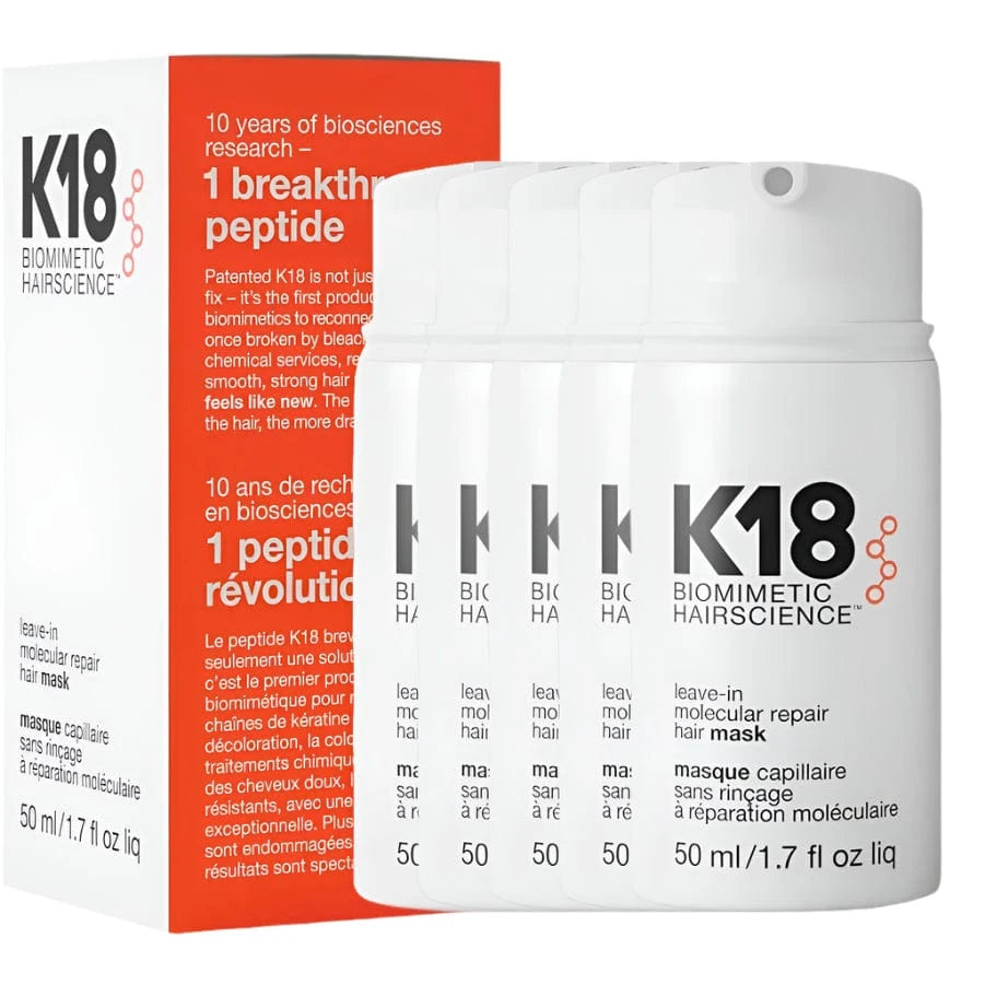K18 Hair Mask Repair & Restore | Molecular Keratin Care in 50ml bottle with box. Leave-in treatment for damaged, bleached, or chemically treated hair.