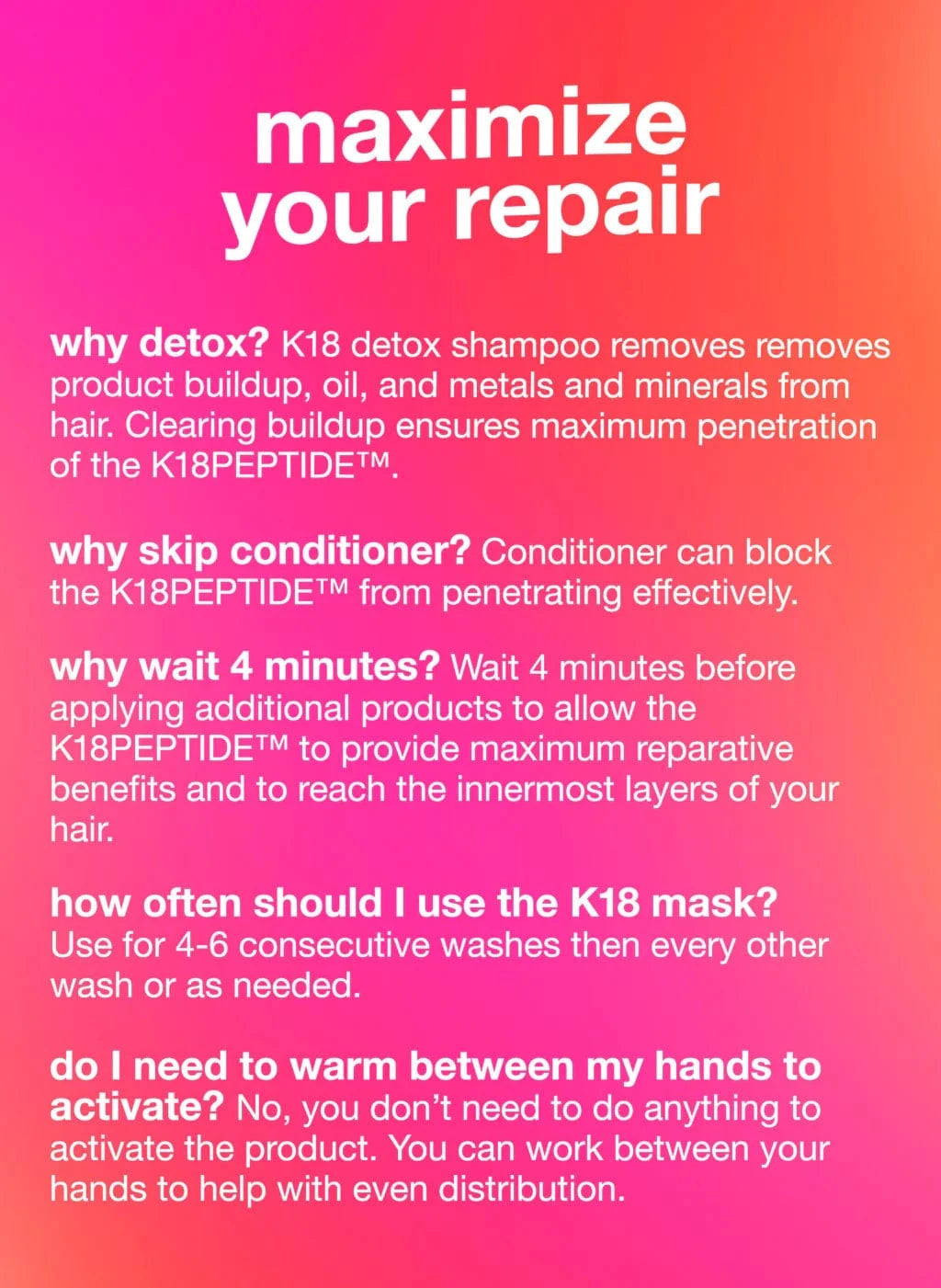 K18 Hair Mask Repair & Restore | Molecular Keratin Care in 50ml bottle with box. Leave-in treatment for damaged, bleached, or chemically treated hair.