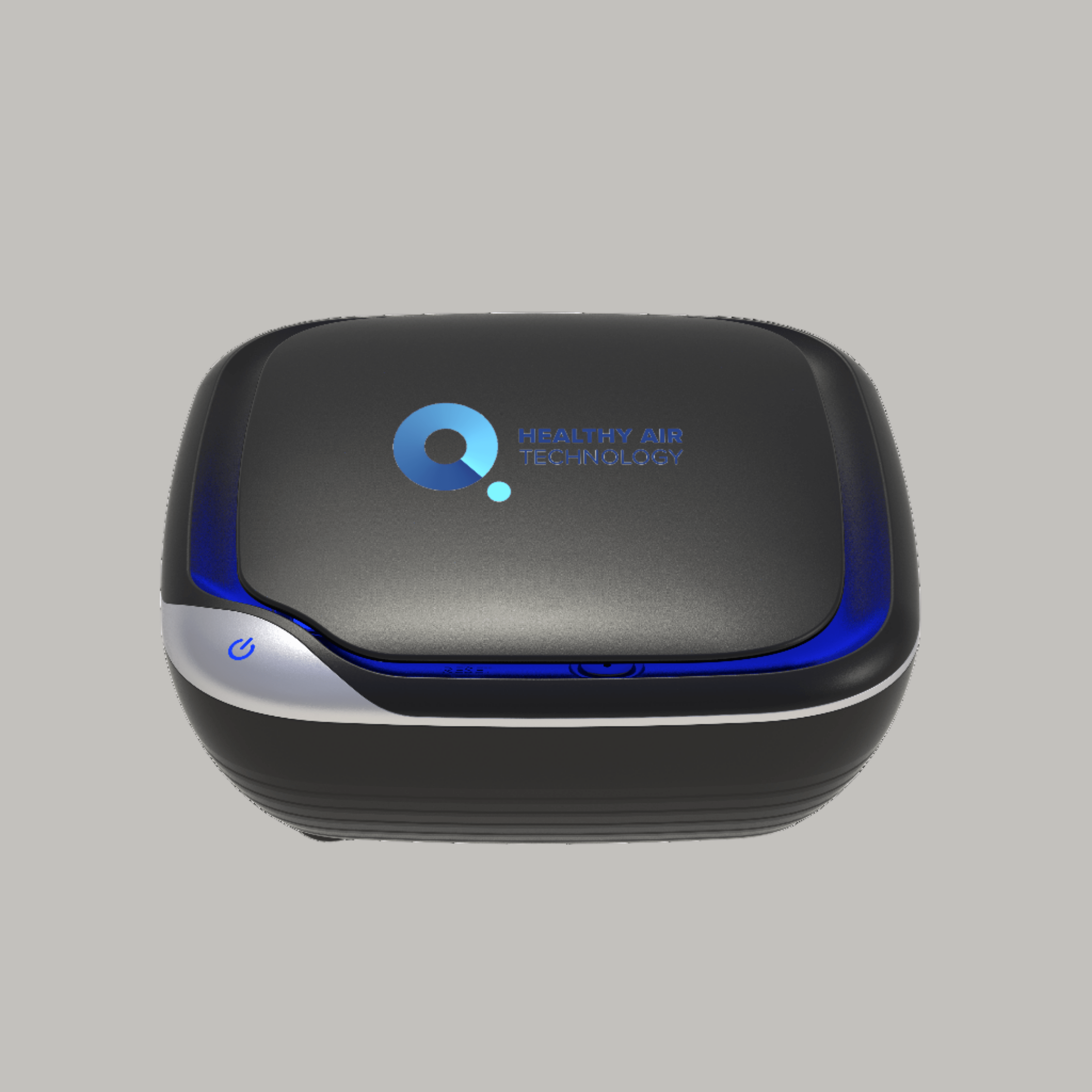 HA30 Air Purifier for Vehicles by Healthy Air Technology, compact black unit with blue LED, ideal for removing smoke, dust, and odors in cars.