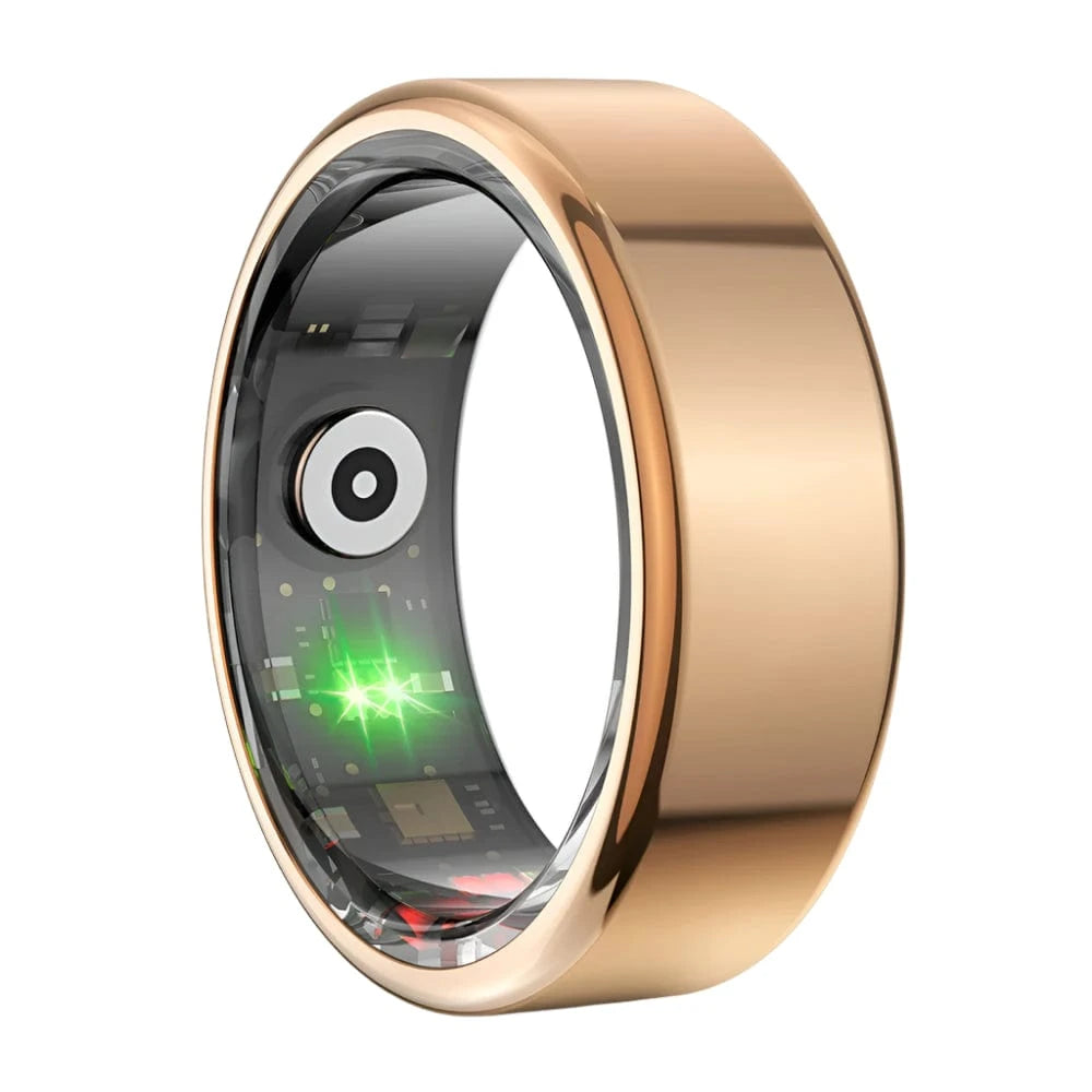 Smart Ring Health Hub with IP68 waterproof rating, skin-friendly material, and lightweight design for fitness and wellness tracking via app sync.