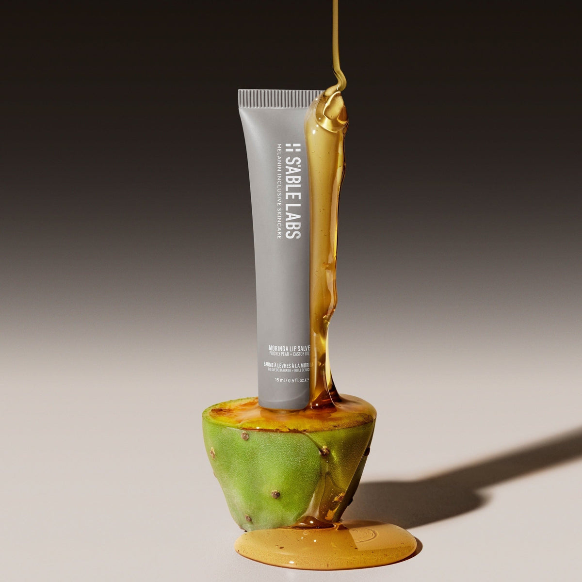 Moringa Lip Salve - Antioxidant Lip Salve by S’Able Labs in sleek grey tube. Hydrating lip balm with marula and castor oils for dry lips treatment.