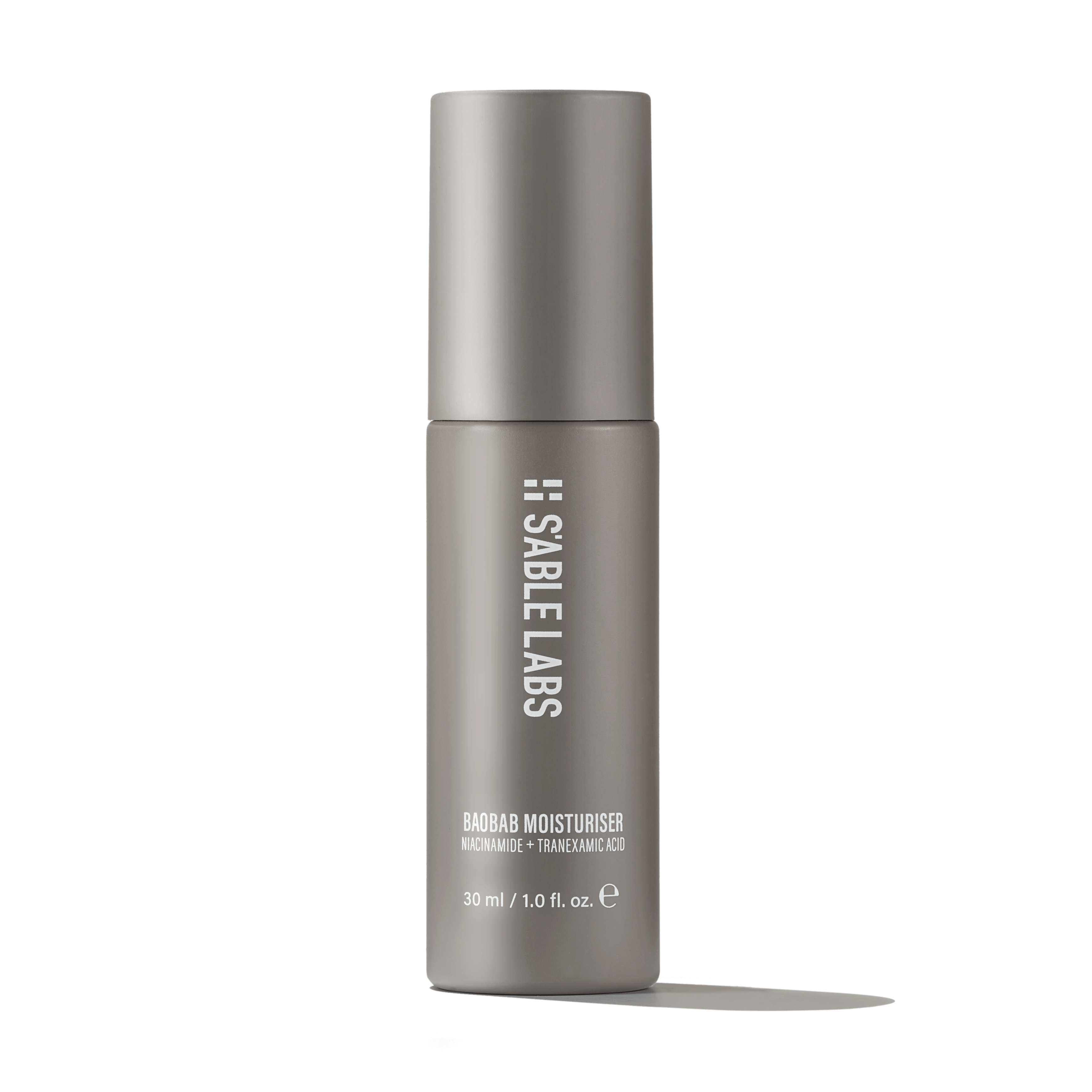 Baobab Moisturizer by S’Able Labs in sleek grey 50ml bottle. Dark spot remover and brightening face cream for deep hydration and even skin tone.