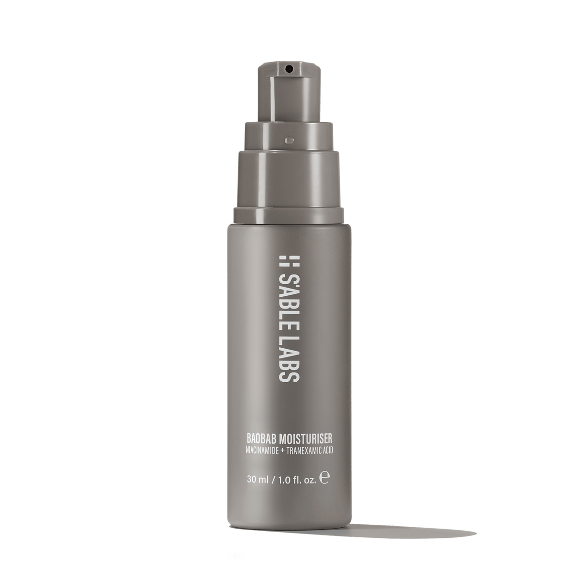 Baobab Moisturizer Mini by S’Able Labs in sleek grey 30ml bottle. Travel size hydration ideal for eco-friendly skincare and luxury beauty routines.