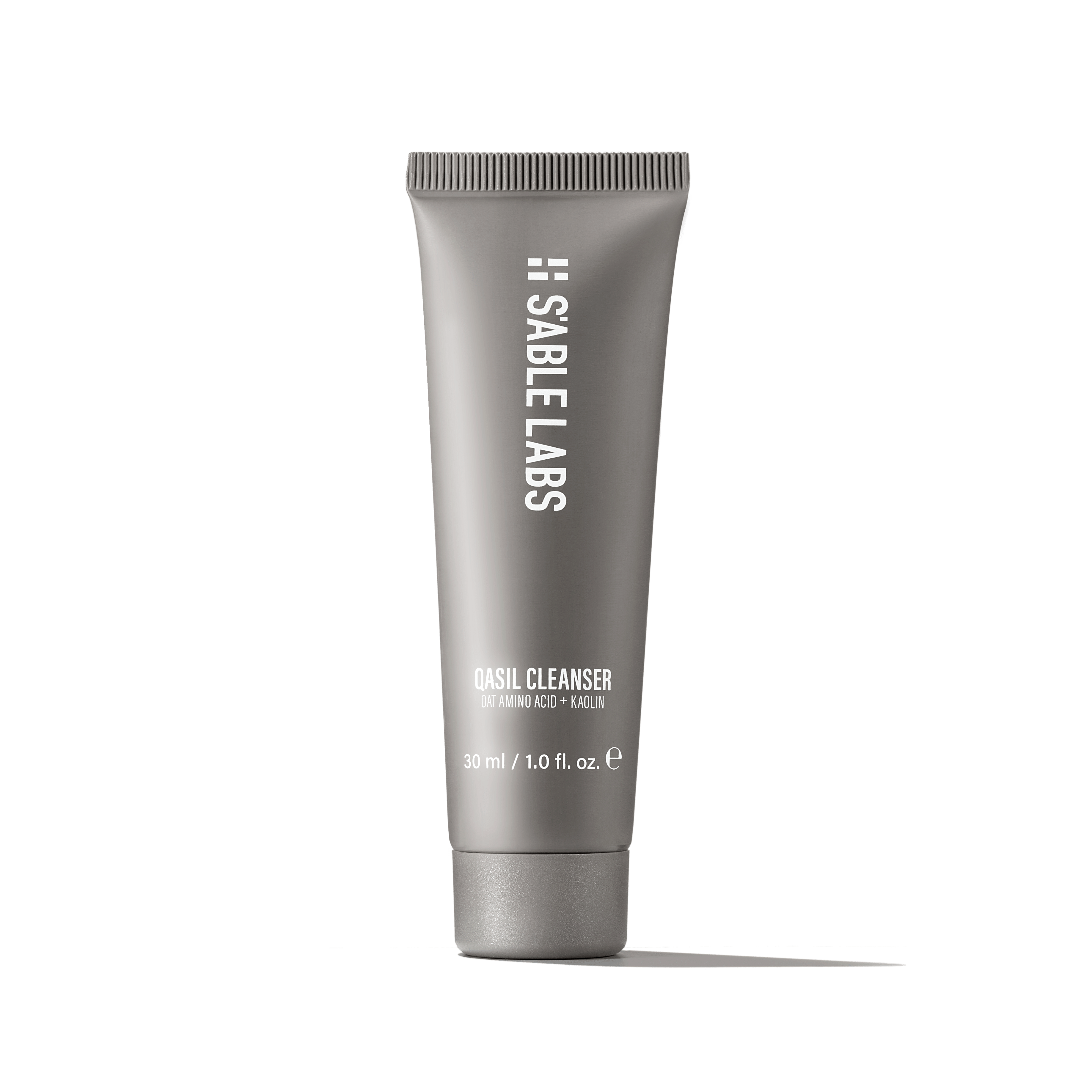 Qasil Cleanser Mini by S’Able Labs in a 30ml travel-sized tube, ideal for gentle exfoliation and eco-friendly skincare on the go.