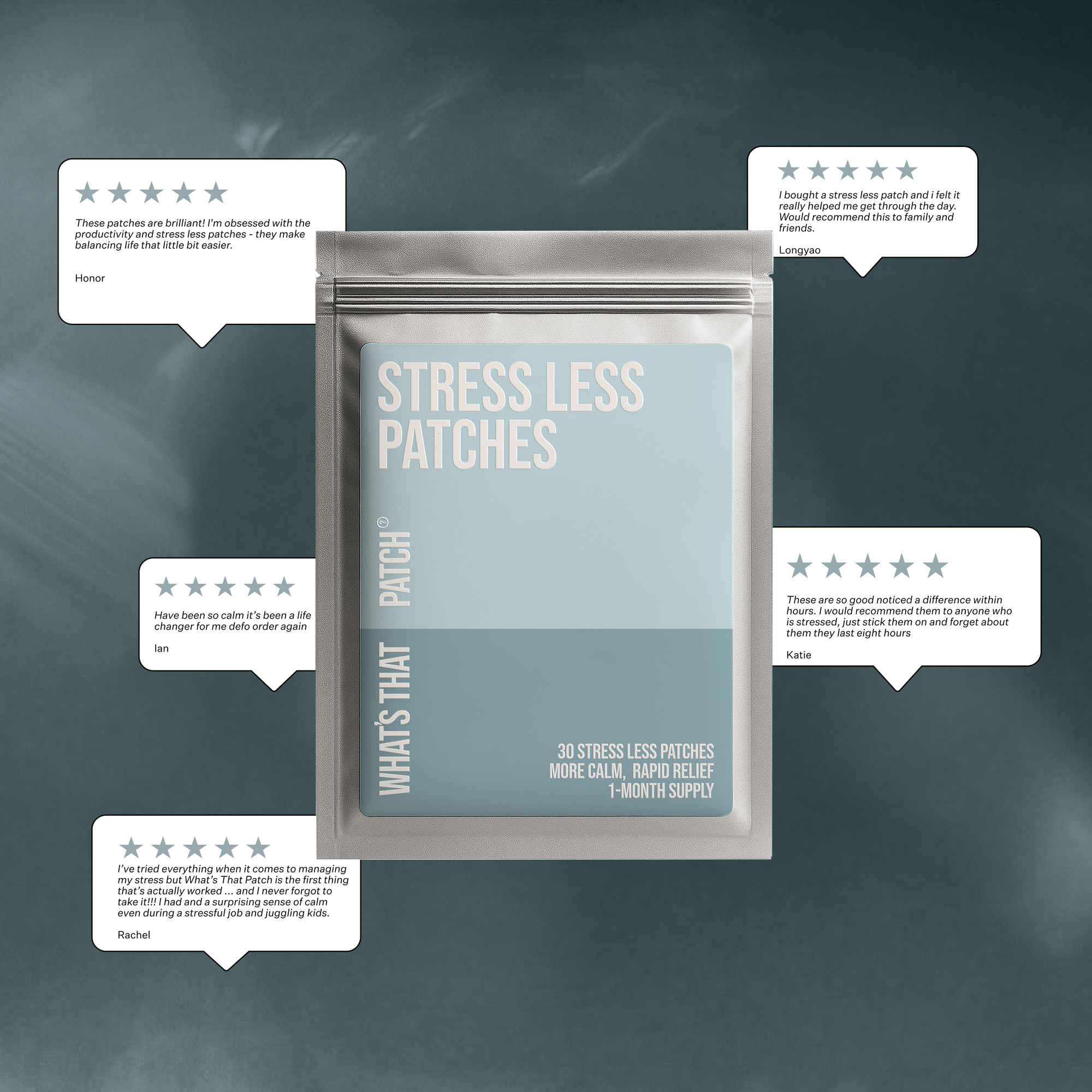 Daily Calm Stress Relief Patches - Inner Peace | 30 Patches in resealable pouch, featured at Vogue Wellness Retreat. Designed for rapid stress relief and daily calm.